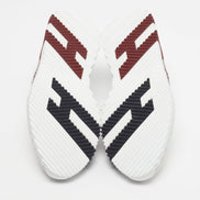 Hermès White and Burgundy Grid Stitch Bouncing Sneakers 