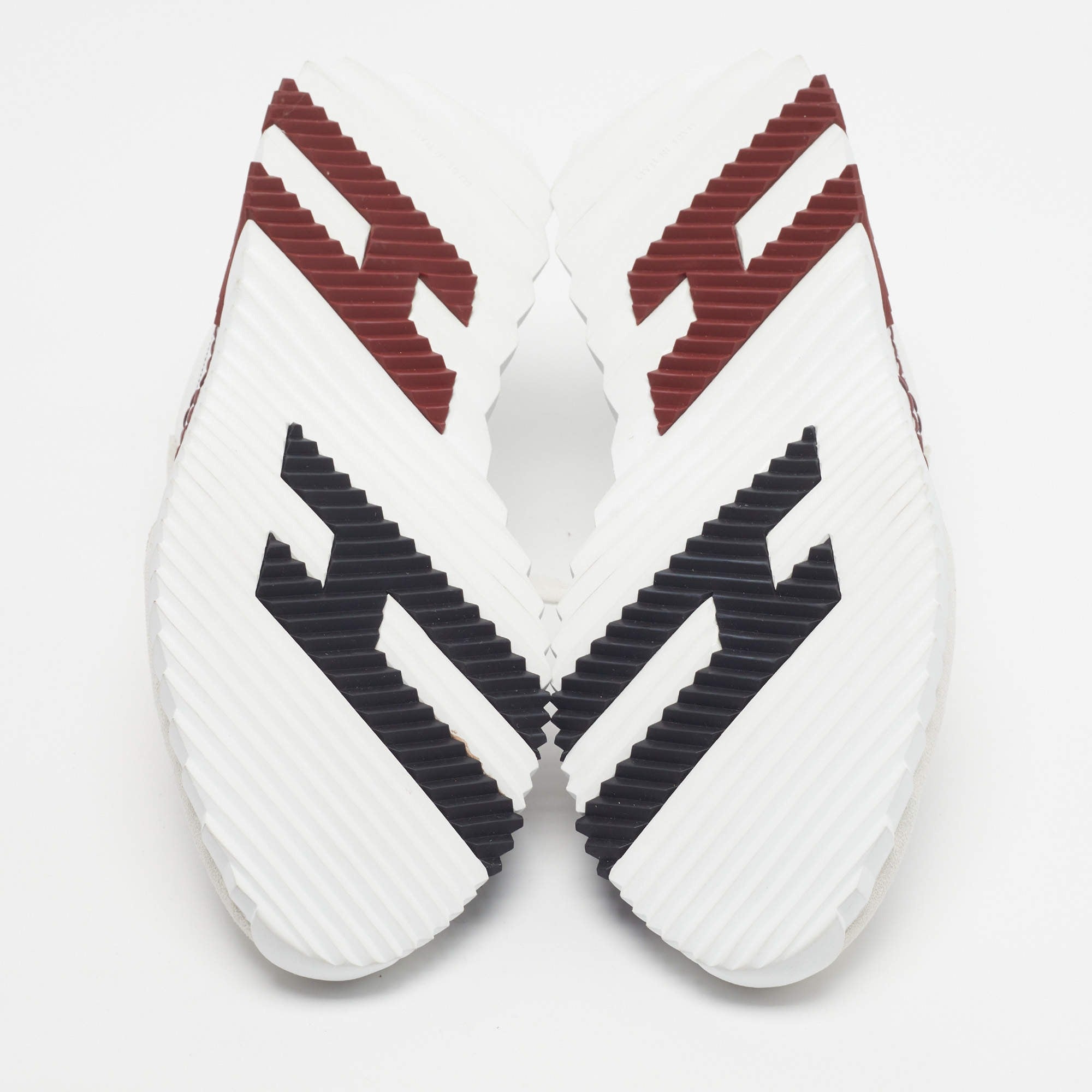 Hermès White and Burgundy Grid Stitch Bouncing Sneakers 