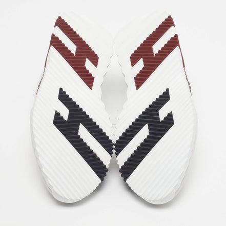 Hermès White and Burgundy Grid Stitch Bouncing Sneakers "Unworn"