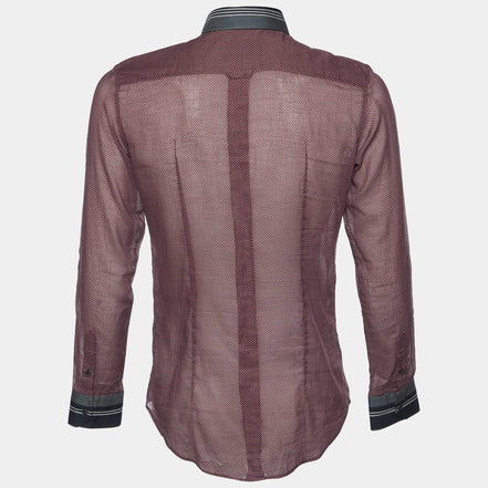 Dolce & Gabbana Burgundy Micro-Dot Contrast Trim Shirt (Pre-Loved)