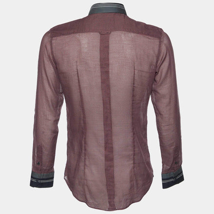 Dolce & Gabbana Burgundy Micro-Dot Contrast Trim Shirt (Pre-Loved)