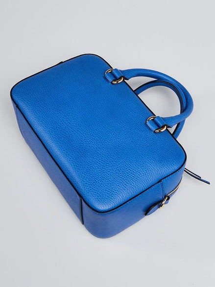 Gucci Tiger Painted Blue Leather Top Handle Bag (Pre-Loved)