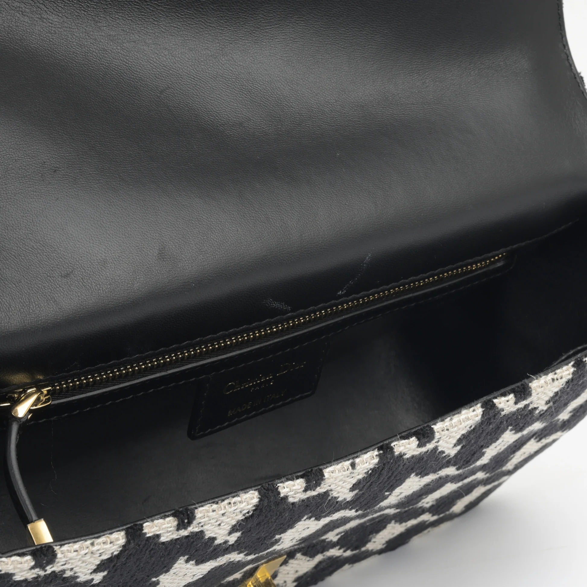 Dior Medium Caro Houndstooth Tweed Flap Shoulder Bag 