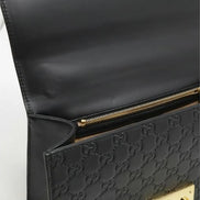 Gucci Black Signature Leather Padlock Small Shoulder Bag 