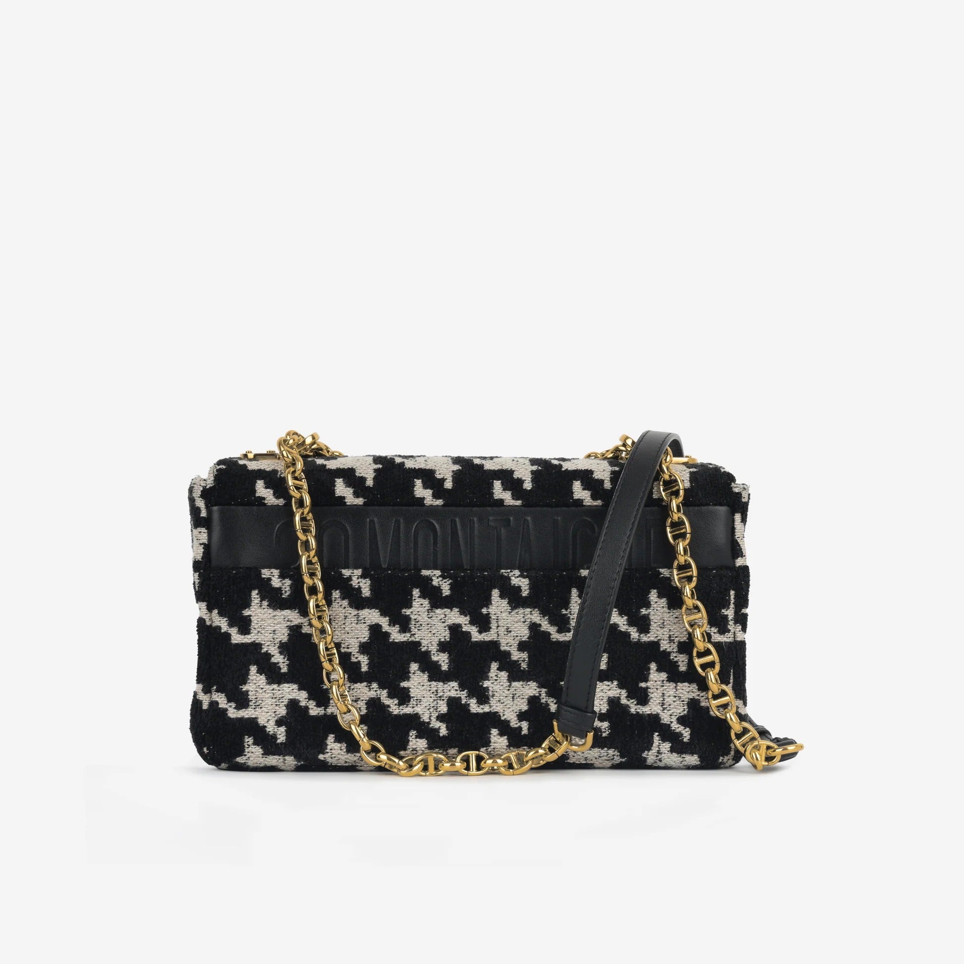 Dior Medium Caro Houndstooth Tweed Flap Shoulder Bag 