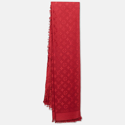Louis Vuitton Red Monogram Silk/Wool Pomme d'amour Scarf "Unworn"