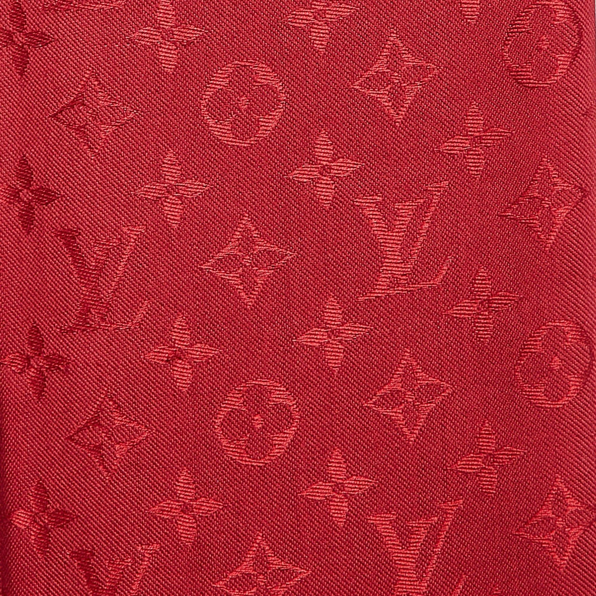 Louis Vuitton Red Monogram Silk/Wool Pomme d'amour Scarf 