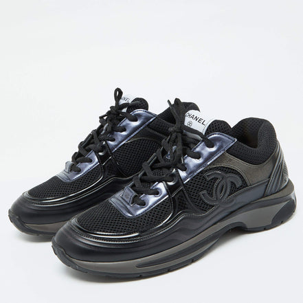 Chanel Black Mesh & Suede CC Trainers "Unworn"