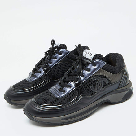 Chanel Black Mesh & Suede CC Trainers "Unworn"