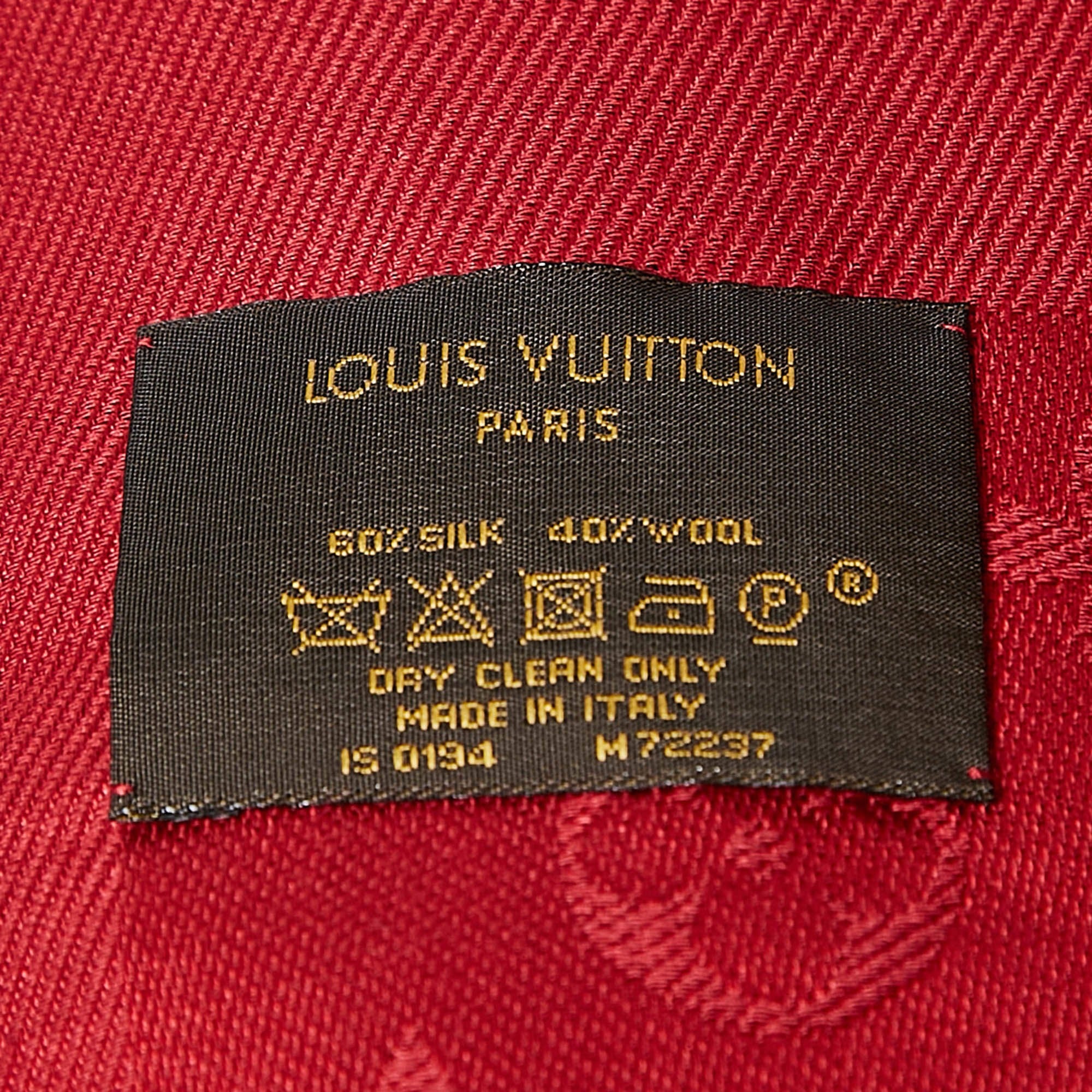 Louis Vuitton Red Monogram Silk/Wool Pomme d'amour Scarf 