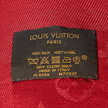 Louis Vuitton Red Monogram Silk/Wool Pomme d'amour Scarf "Unworn"