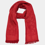 Louis Vuitton Red Monogram Silk/Wool Pomme d'amour Scarf 