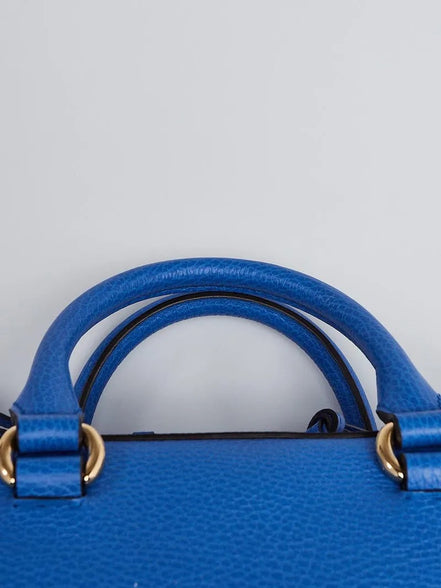 Gucci Tiger Painted Blue Leather Top Handle Bag (Pre-Loved)