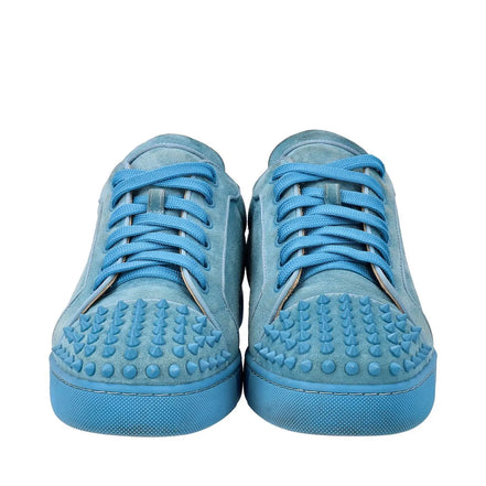 Christian Louboutin Light Blue Suede Louis Junior Spikes Sneakers (Pre-Loved)