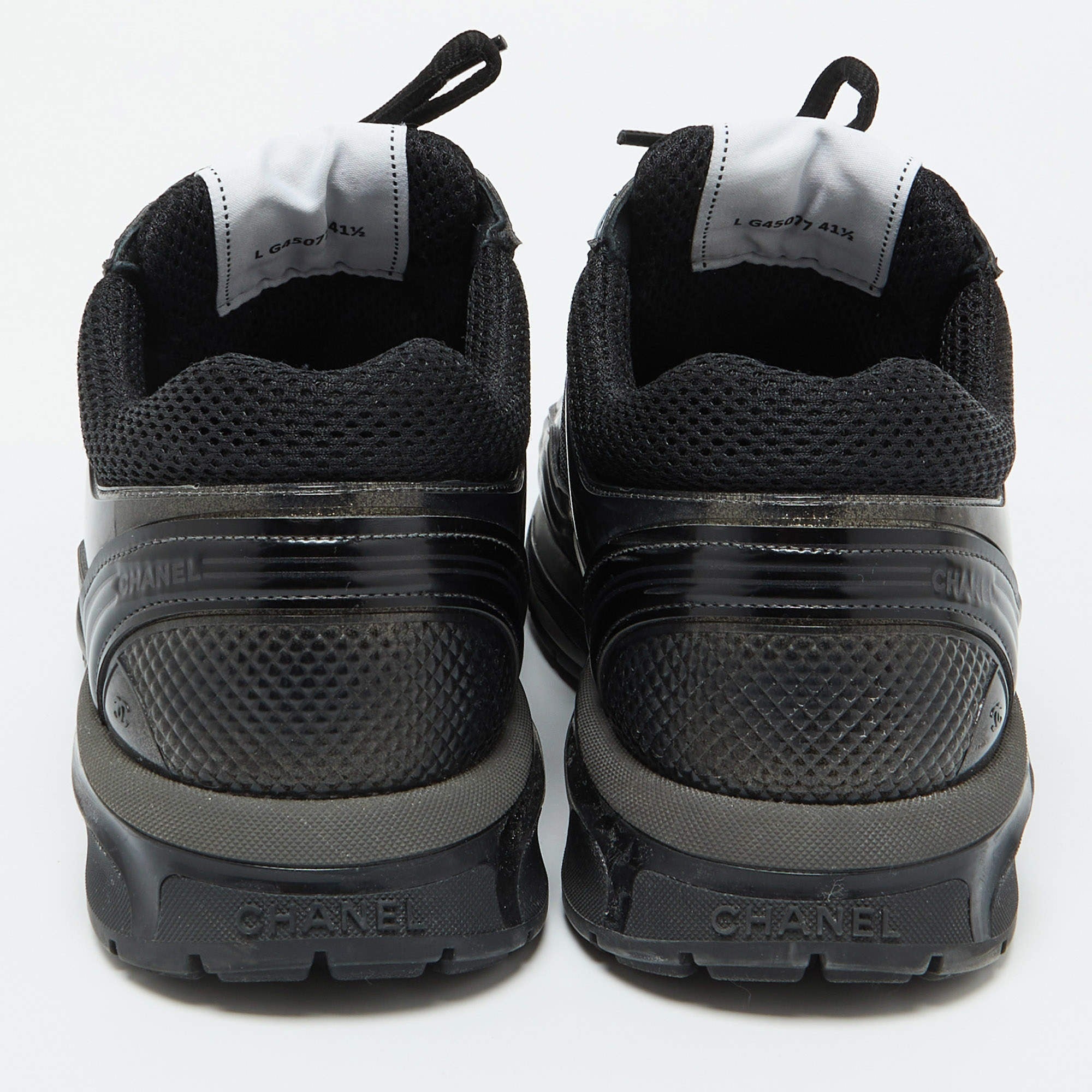 Chanel Black Mesh & Suede CC Trainers 