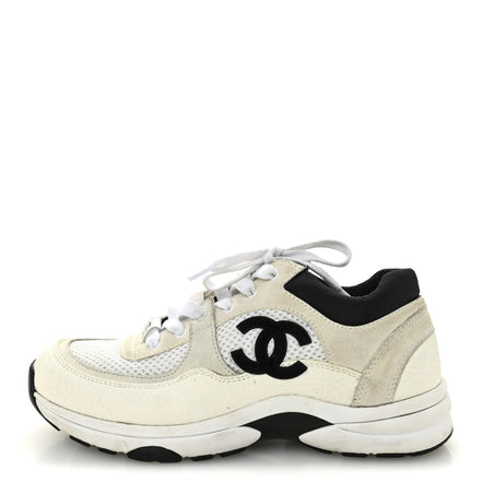 Chanel White and Black Runner Sneakers "Unworn"