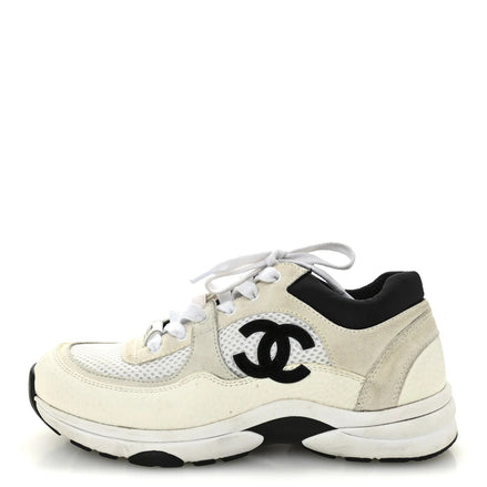 Chanel White and Black Runner Sneakers "Unworn"