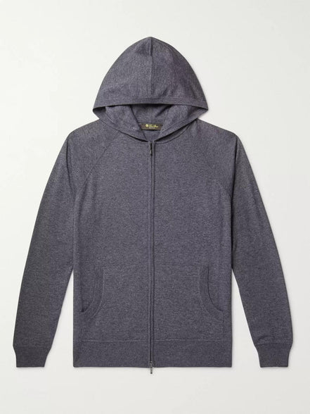 Loro Piana Blue Mélange Cashmere Zip-Up Hoodie "Unworn"