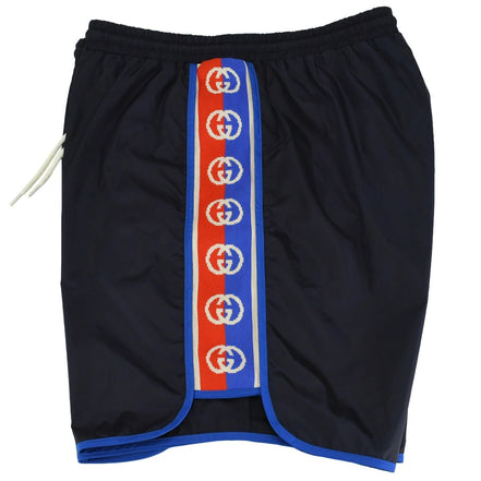 Gucci Interlocking G Jacquard Stripe Black Swim Shorts (Pre-Loved)