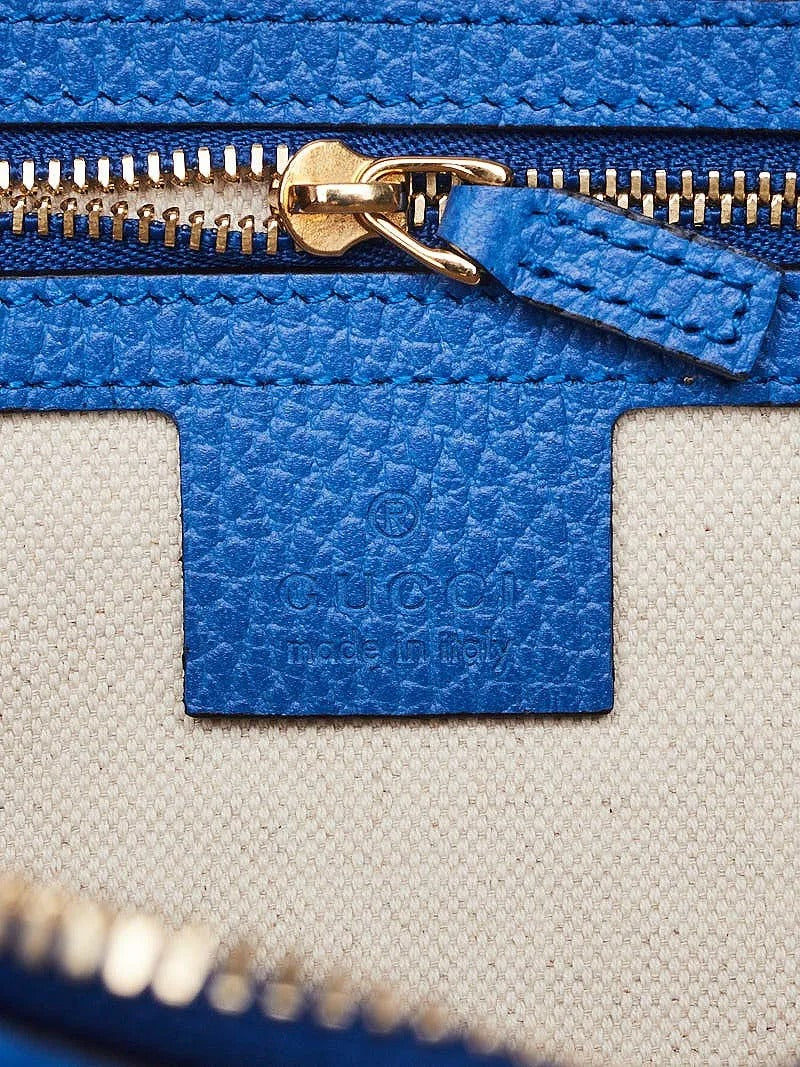 Gucci Tiger Painted Blue Leather Top Handle Bag (Pre-Loved)