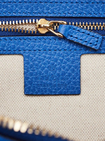 Gucci Tiger Painted Blue Leather Top Handle Bag (Pre-Loved)