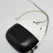 Chanel Gabrielle Small Bucket Bag Two-Tone Black and Aged White Leather (Pre-Loved)