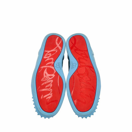 Christian Louboutin Light Blue Suede Louis Junior Spikes Sneakers (Pre-Loved)
