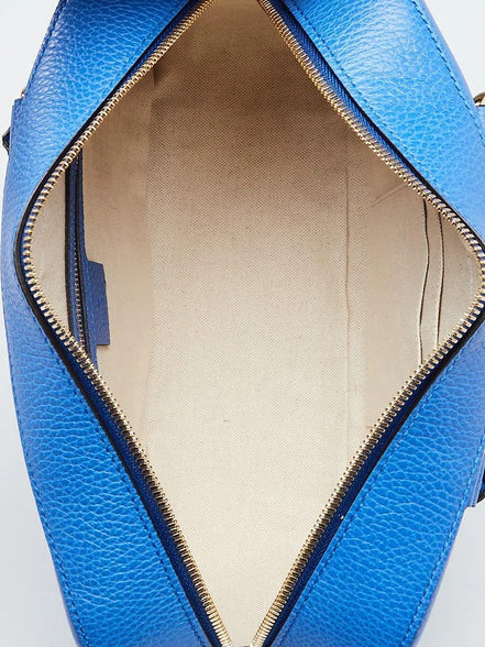 Gucci Tiger Painted Blue Leather Top Handle Bag (Pre-Loved)