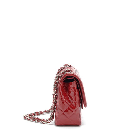 Chanel Classic Double Flap Medium Red Monogram Patent Leather (Pre-Loved)