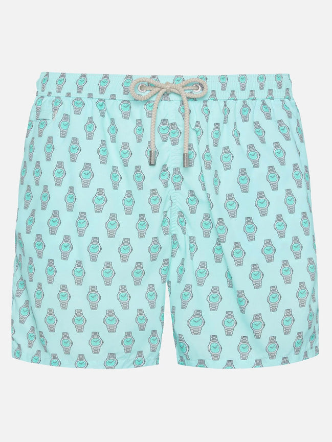 MC2 Saint Barth Light Blue Watch Print Swim Shorts "Unworn"