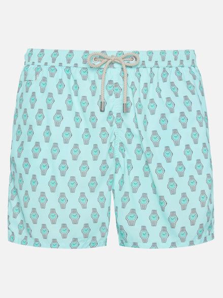 MC2 Saint Barth Light Blue Watch Print Swim Shorts "Unworn"