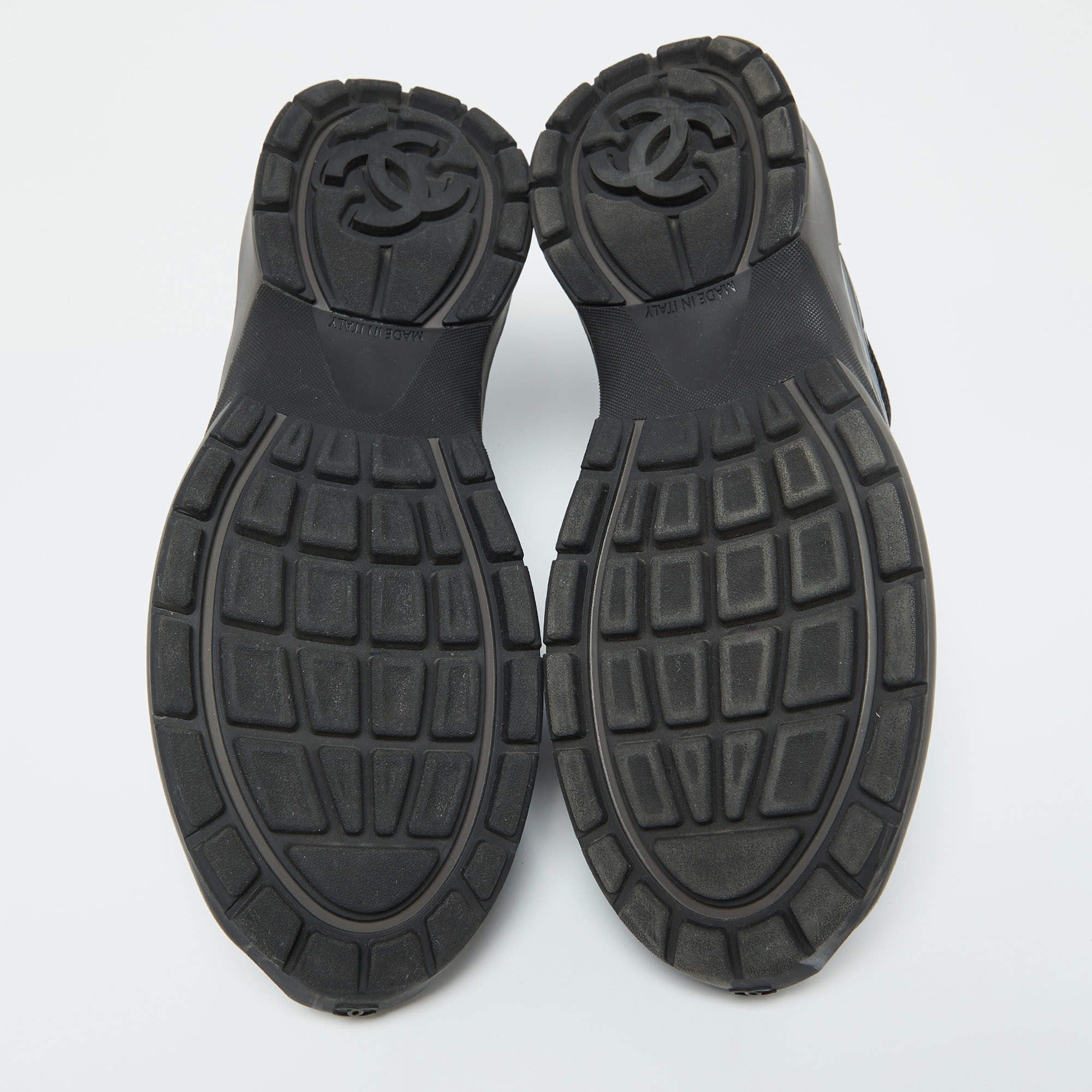 Chanel Black Mesh & Suede CC Trainers 