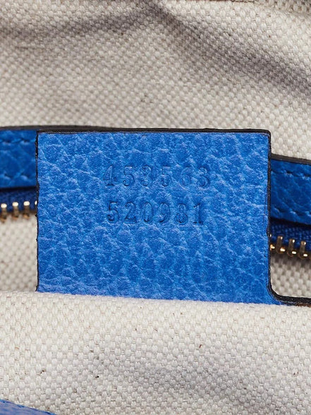 Gucci Tiger Painted Blue Leather Top Handle Bag (Pre-Loved)