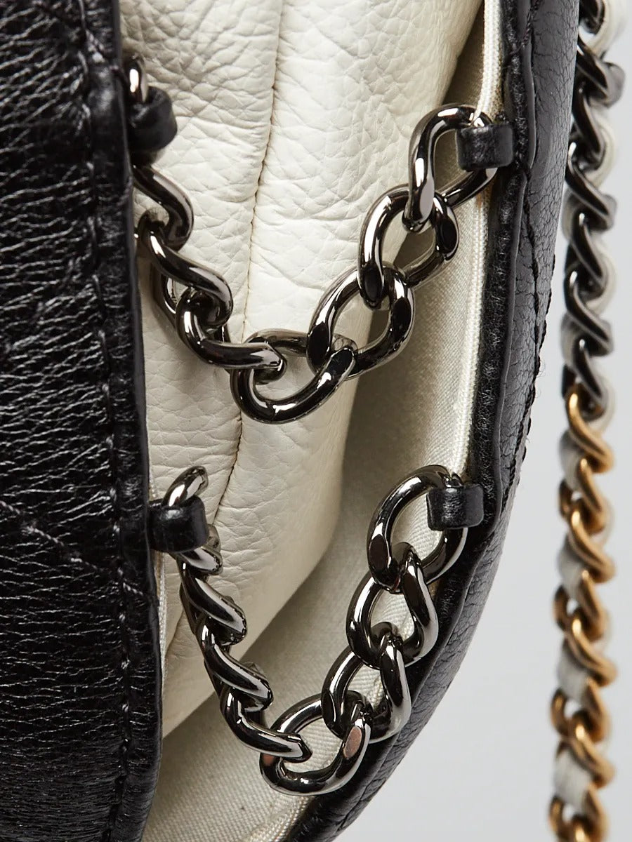 Chanel Gabrielle Small Bucket Bag Two-Tone Black and Aged White Leather (Pre-Loved)