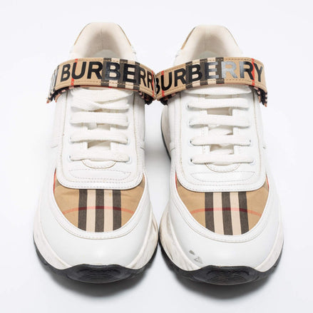 Burberry Ramsey White & Vintage Check Leather Trainer "Unworn"