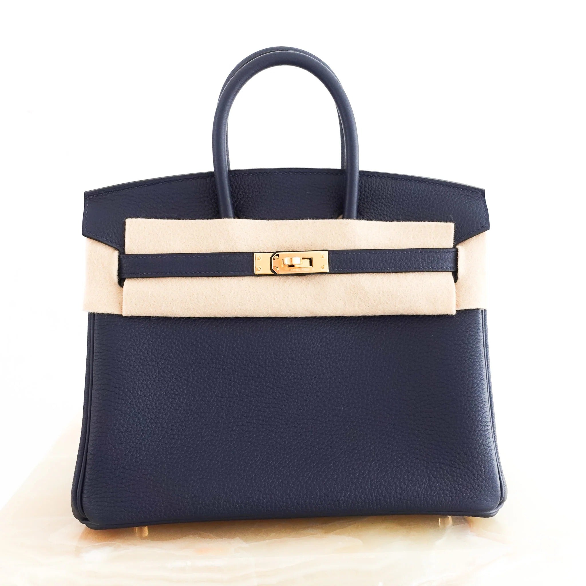 Hermes Birkin 25 Togo Leather Blue Nuit with Palladium Hardware 
