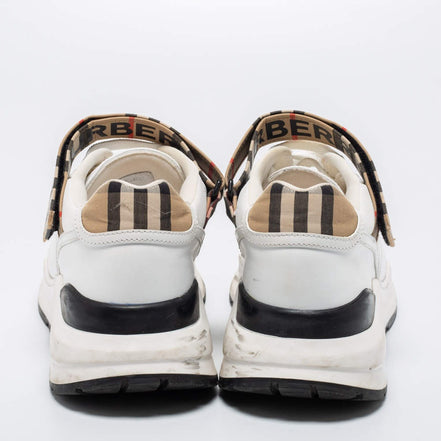 Burberry Ramsey White & Vintage Check Leather Trainer "Unworn"