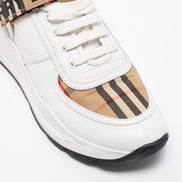 Burberry Ramsey White & Vintage Check Leather Trainer 