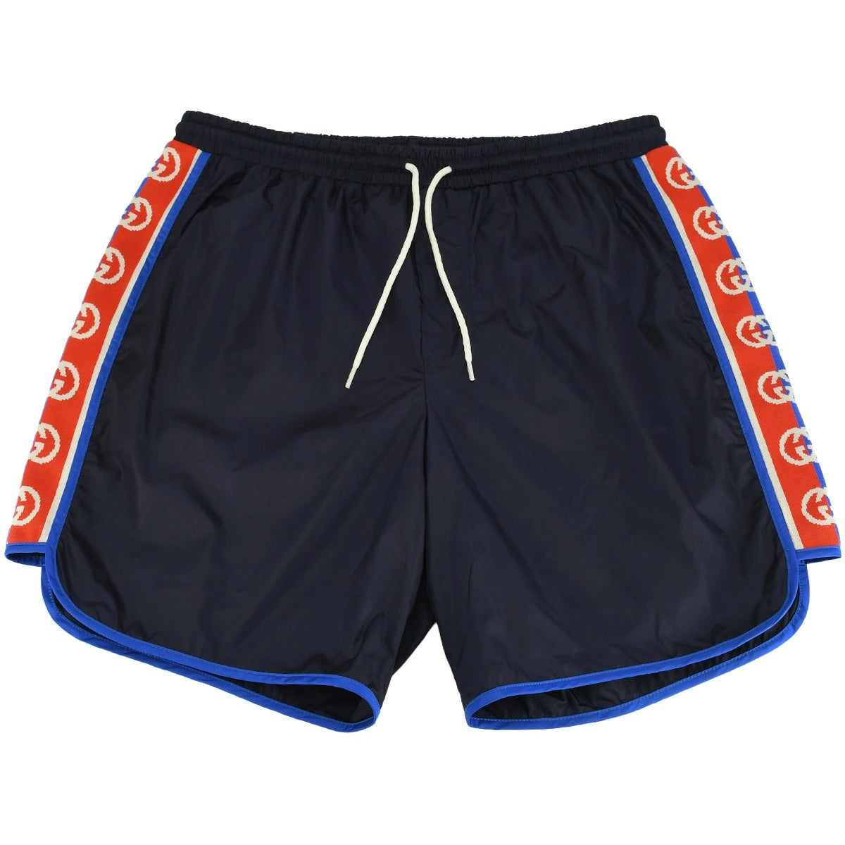 Gucci Interlocking G Jacquard Stripe Black Swim Shorts (Pre-Loved)
