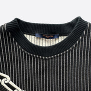Louis Vuitton Rare Black Pinstripe Chainlink Sweatshirt 