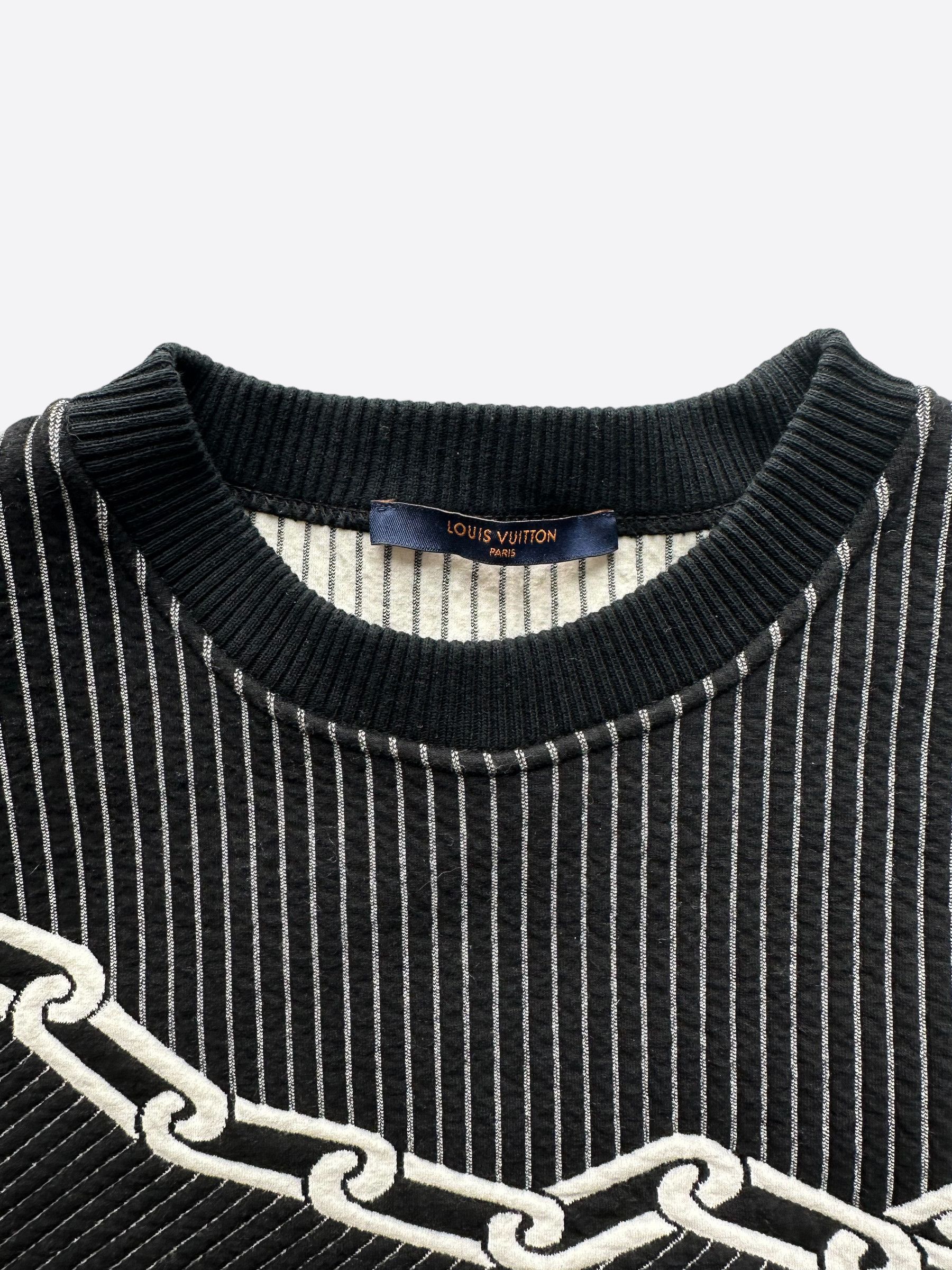 Louis Vuitton Rare Black Pinstripe Chainlink Sweatshirt 