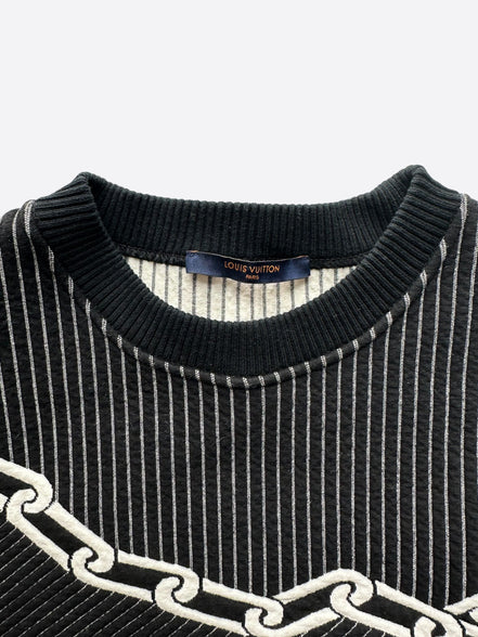 Louis Vuitton Rare Black Pinstripe Chainlink Sweatshirt "Unworn"