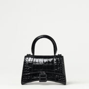 Balenciaga Hourglass Small Handbag Black Croc-Effect Leather 