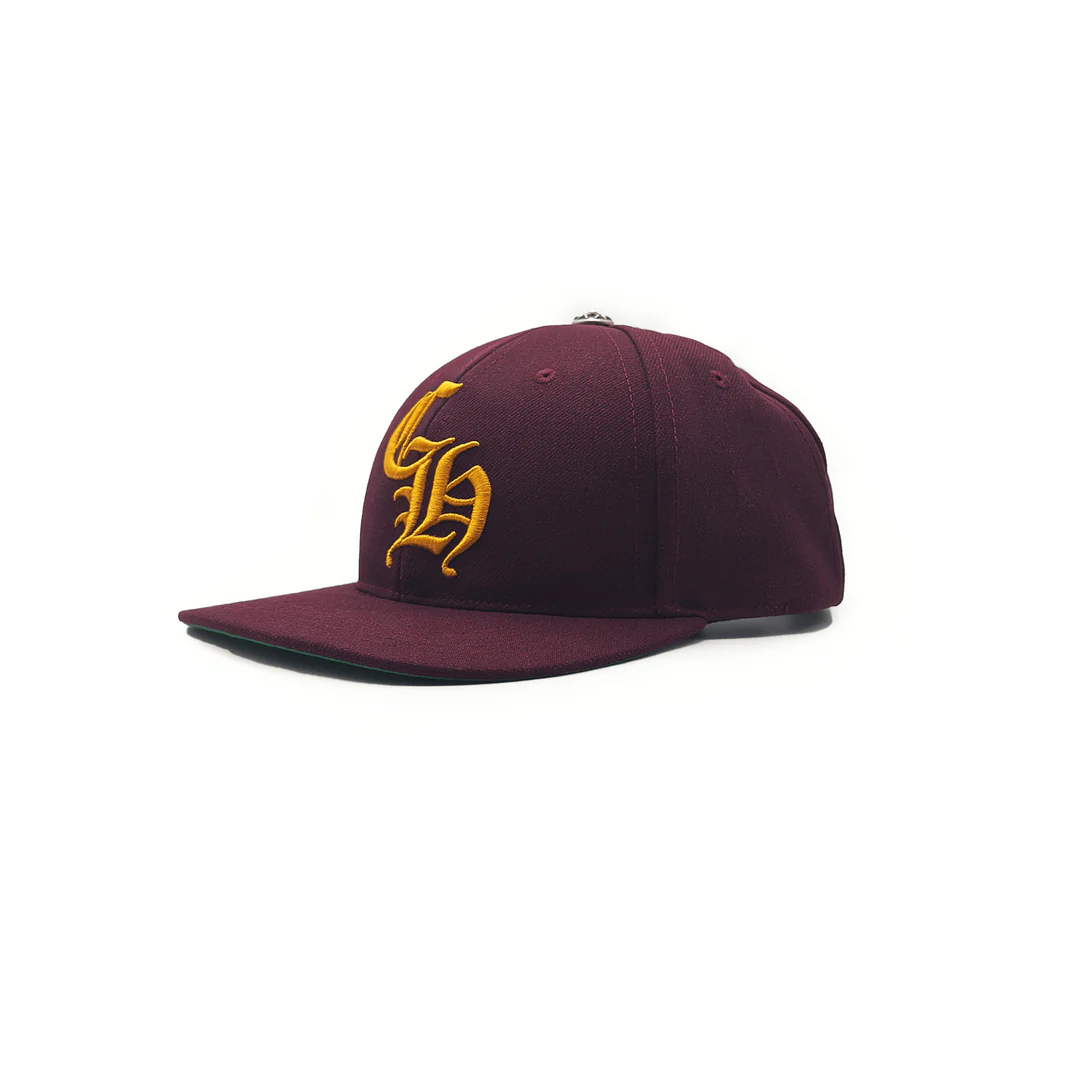Chrome Hearts Burgundy & Gold CH Logo Hat 