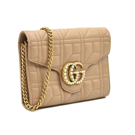 Gucci GG Marmont Matelassé Pearl Wallet on Chain Dusty Pink "Unworn"