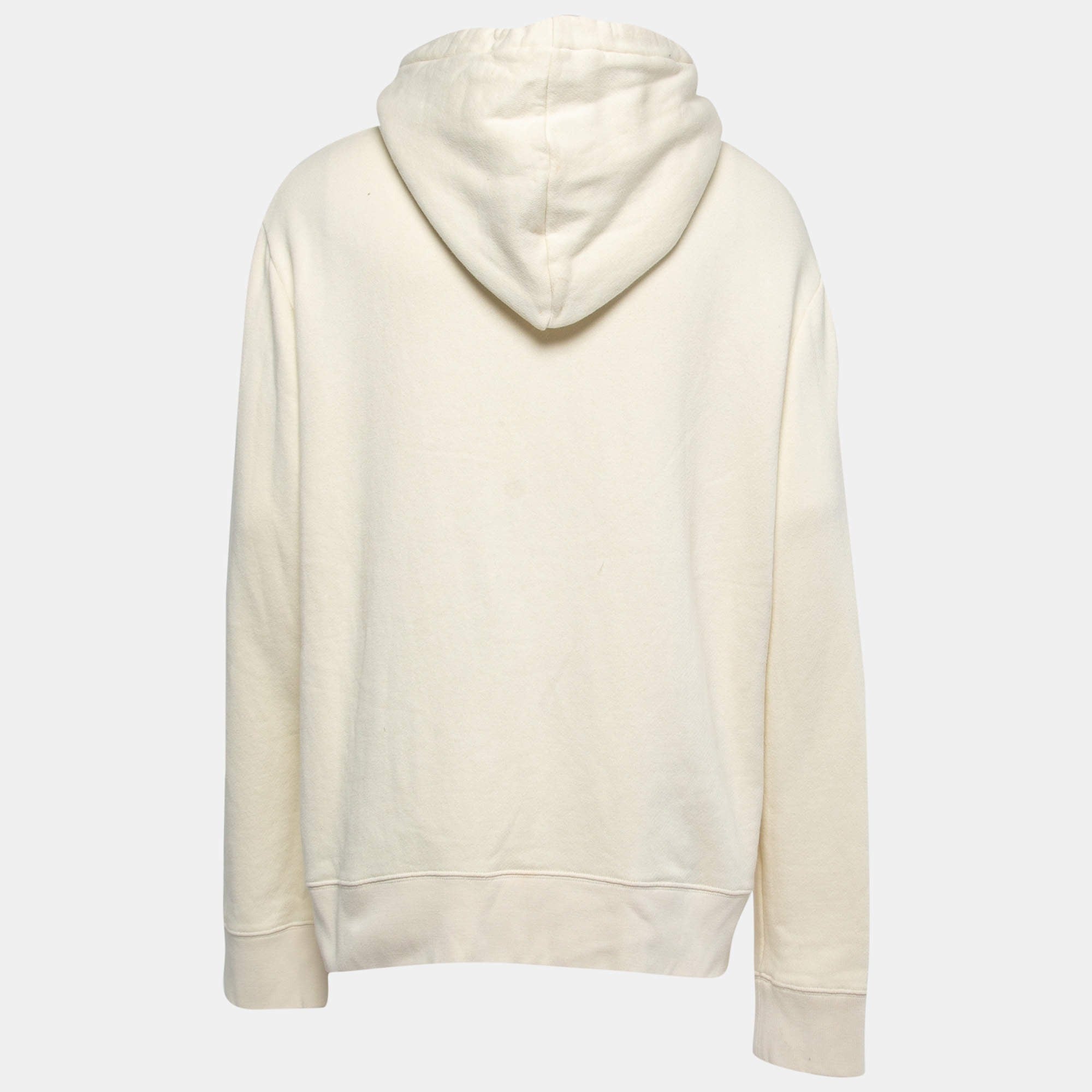Gucci Vintage Logo Print White Cotton Hoodie (Pre-Loved)