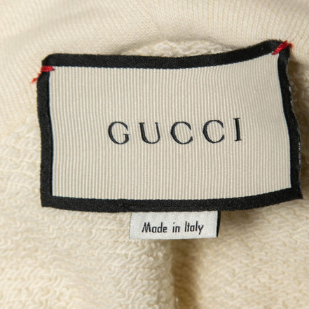 Gucci Vintage Logo Print White Cotton Hoodie (Pre-Loved)