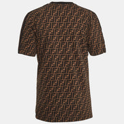 Fendi Brown FF Zucca Monogram Flocked Logo T-Shirt 