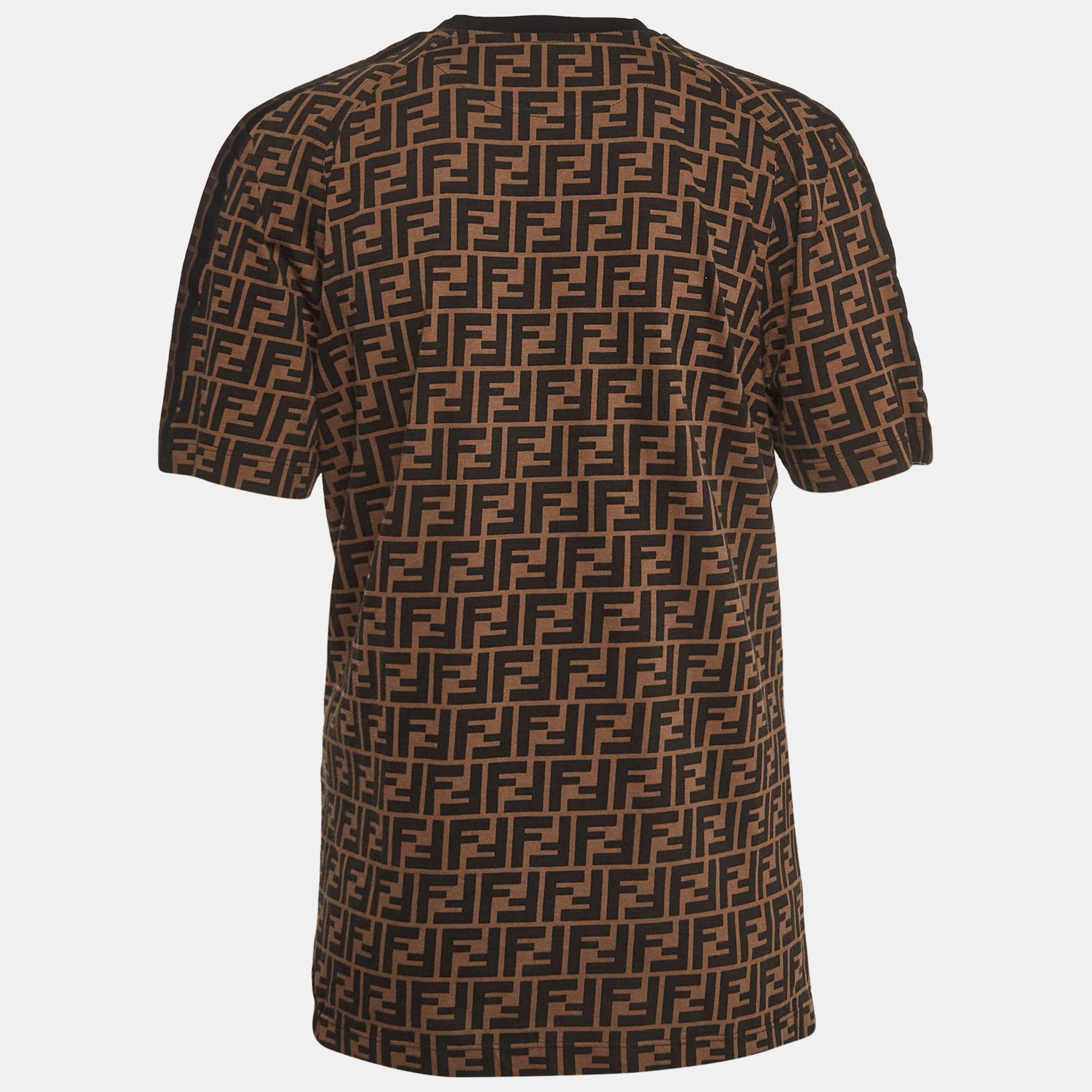 Fendi Brown FF Zucca Monogram Flocked Logo T-Shirt 