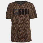 Fendi Brown FF Zucca Monogram Flocked Logo T-Shirt 
